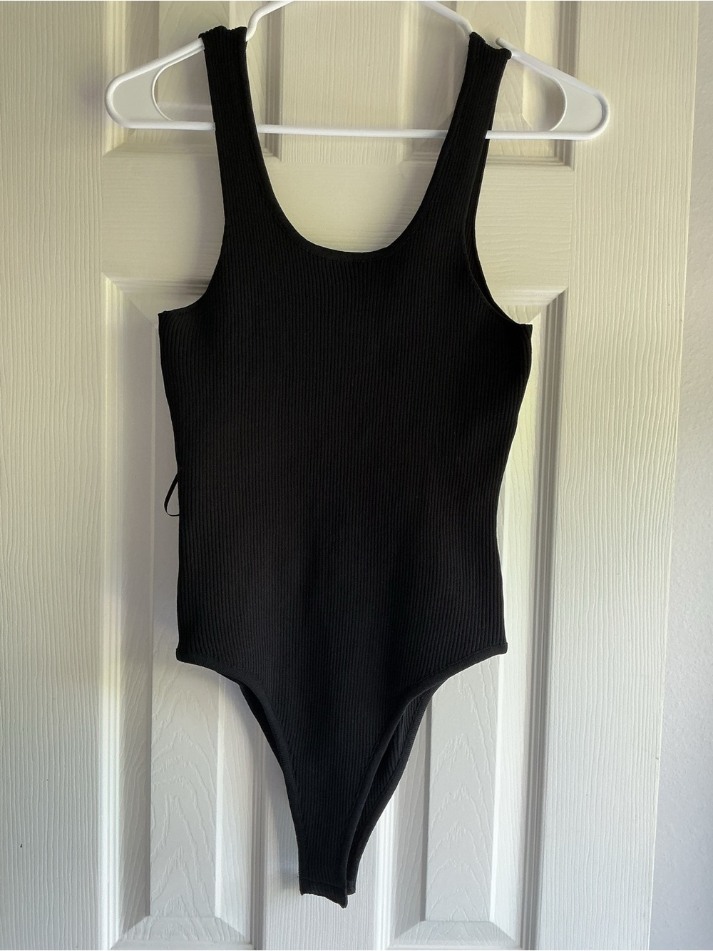 Happily Grey Sleek Black Ribbed Tank Bodysuit